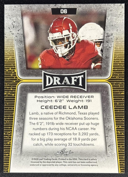 CeeDee Lamb 2020 Leaf Draft Sooners Sports Trading Cards