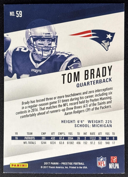 Tom Brady 2017 Panini Prestige Patriots Sports Trading Cards