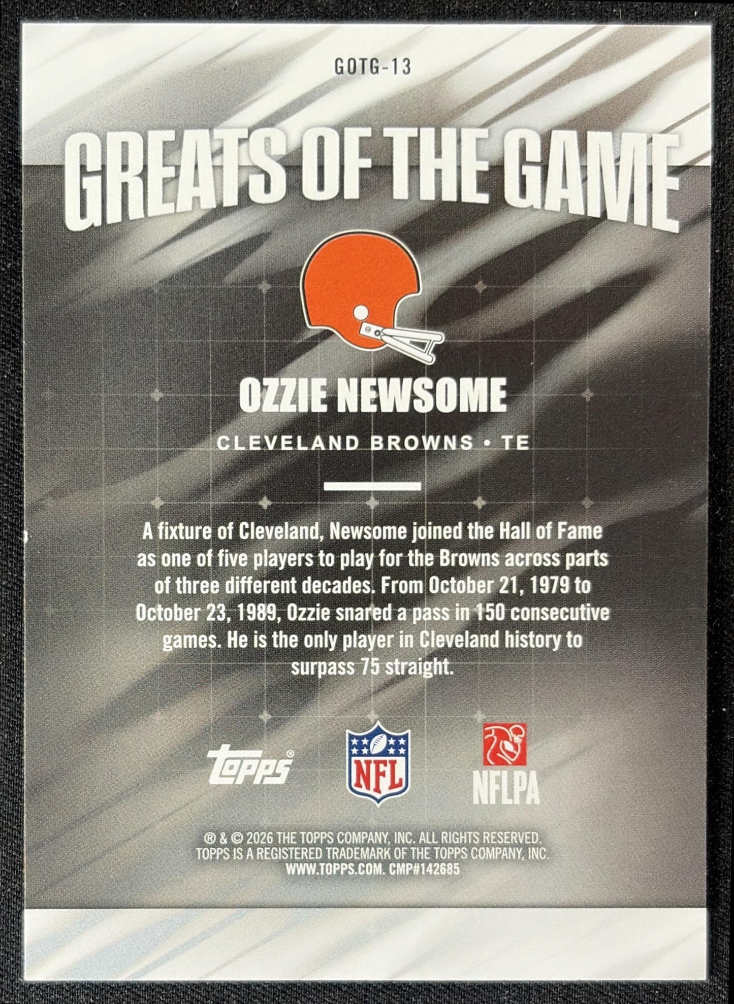 Ozzie Newsome 2026 Topps Greats Of The Game Crackle Foil Browns back