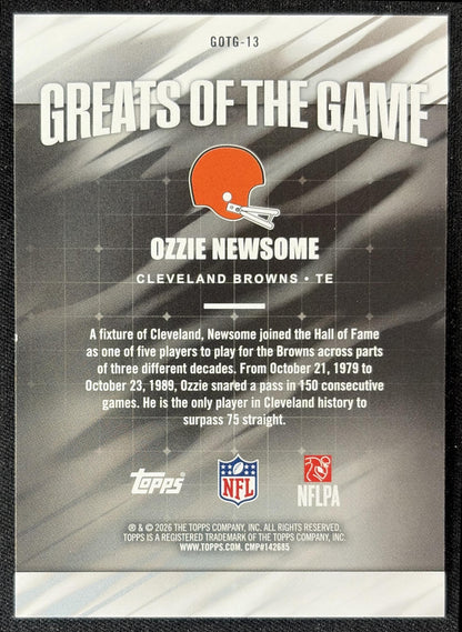 Ozzie Newsome 2026 Topps Greats Of The Game Crackle Foil Browns back