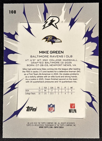 Mike Green 2025 Topps Resurgence Ravens Sports Trading Cards