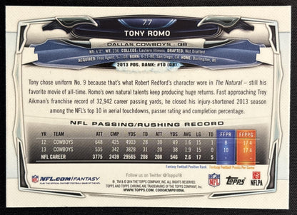 Tony Romo 2014 Topps Chrome Purple Refractor Cowboys