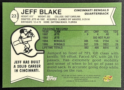 Jeff Blake 1996 Topps Chrome 40th Anniversary Commemorative Bengals Sports Trading Cards