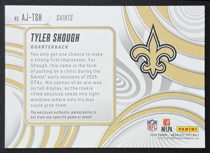 Tyler Shough 2025 Panini Absolute Jumbos Saints New Orleans Saints back