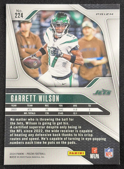 Garrett Wilson 2024 Panini Prizm Silver Jets Sports Trading Card