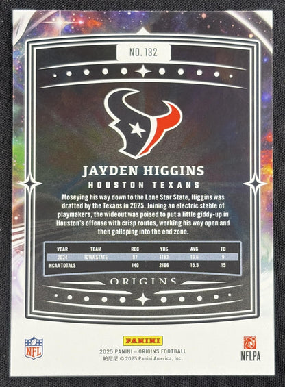 Jayden Higgins 2025 Panini Origins Rookie Texans