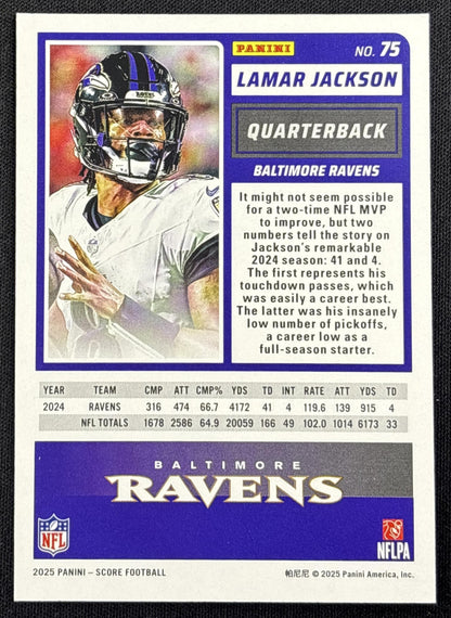 Lamar Jackson 2025 Panini Score Stars /499 Ravens