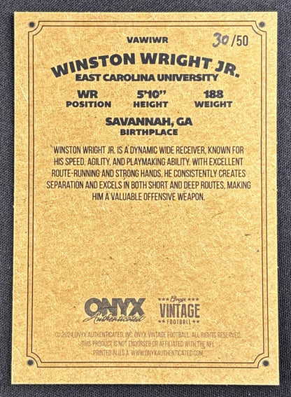 Winston Wright 2024 Onyx Vintage Collection Green Auto /50 #1