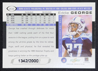 Eddie George 2000 Score Scorecard /2000 Titans back