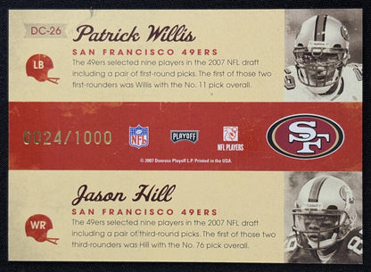 Patrick Willis Jason Hill 2007 Playoff Contenders Draft Class /1000 49ers - Back