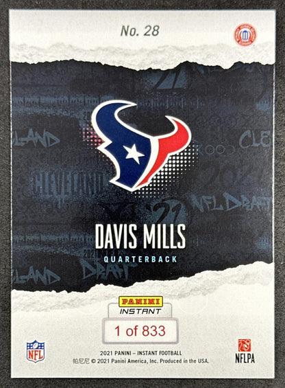 Davis Mills 2021 Panini Instant NFL Draft Night Texans back