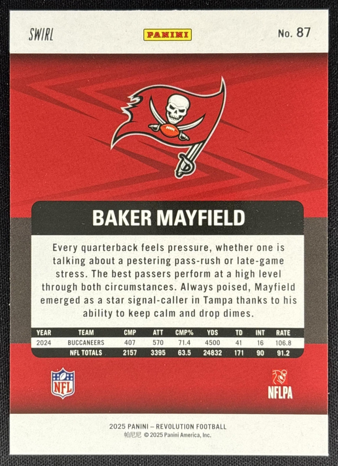 Baker Mayfield 2025 Panini Revolution Red Swirl Buccaneers Sports Trading Cards