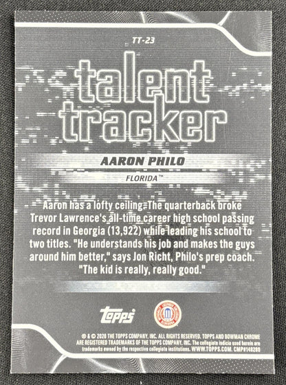 Aaron Philo 2026 Bowman Talent Tracker Pink Refractor /250 Gators Sports Trading Card