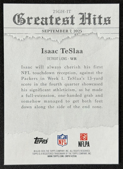 Isaac TeSlaa 2026 Topps 2025 Greatest Hits Lions back