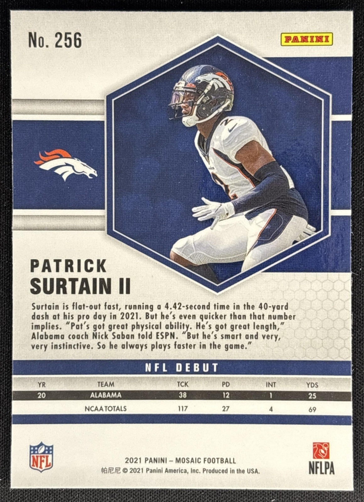 Patrick Surtain II 2021 Panini Mosaic Broncos back