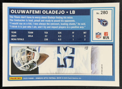 Oluwafemi Oladejo 2025 Panini Donruss Optic Rated Rookie Stars Prizm Titans Football