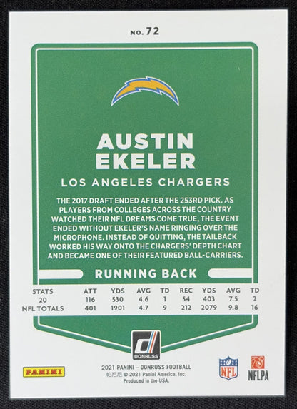 Austin Ekeler 2021 Panini Donruss Press Proof Premium Chargers Sports Trading Card