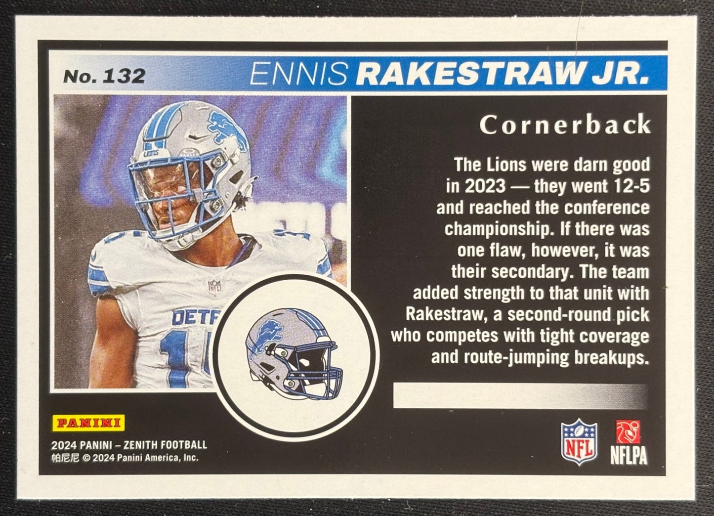 Ennis Rakestraw Jr. 2024 Zenith Two Minute Drill Lions Football