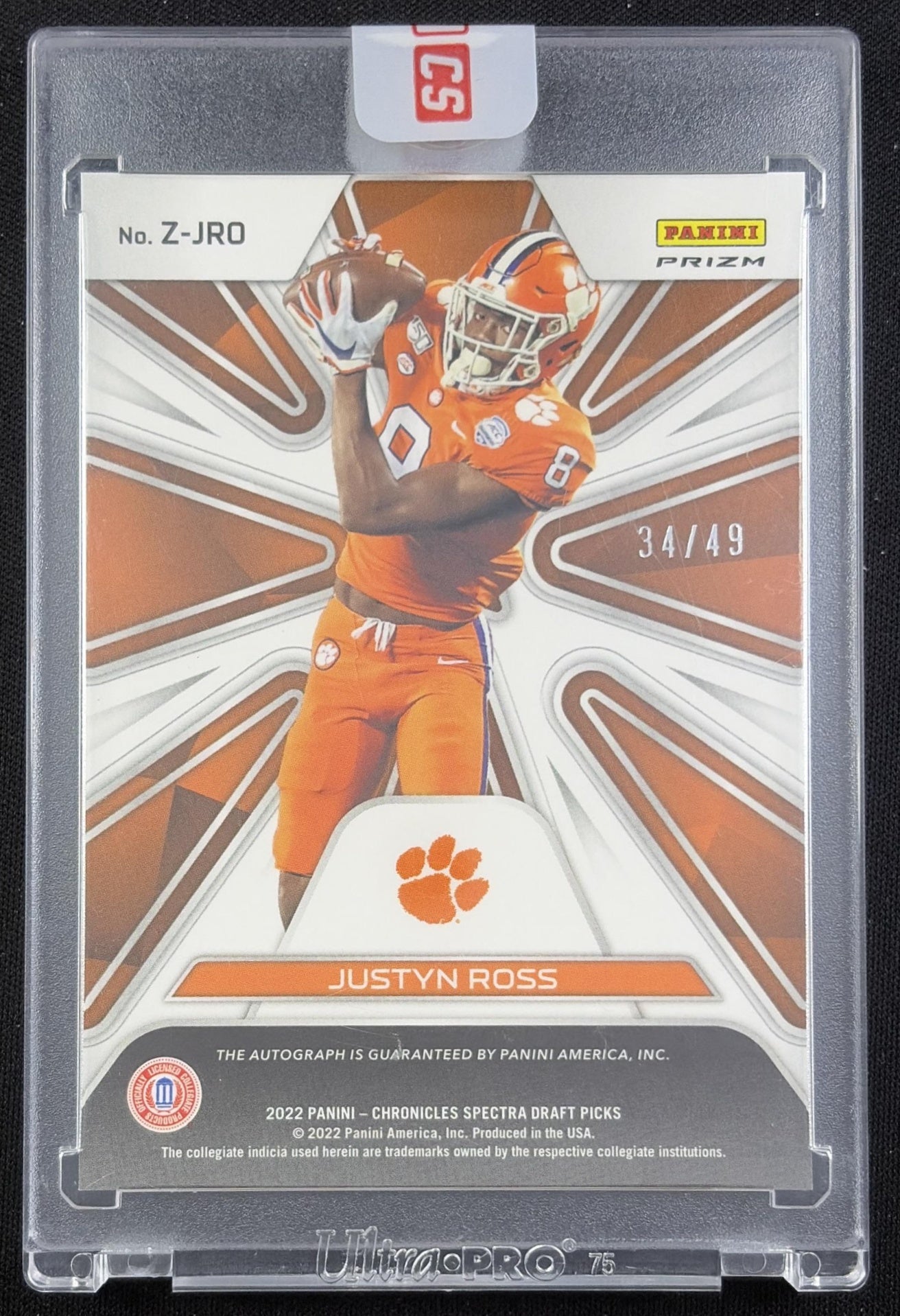 Anthony Brown 2022 Panini Chronicles Draft Picks Spectra In The Zone Signatures Blue /49 Ducks Oregon Ducks