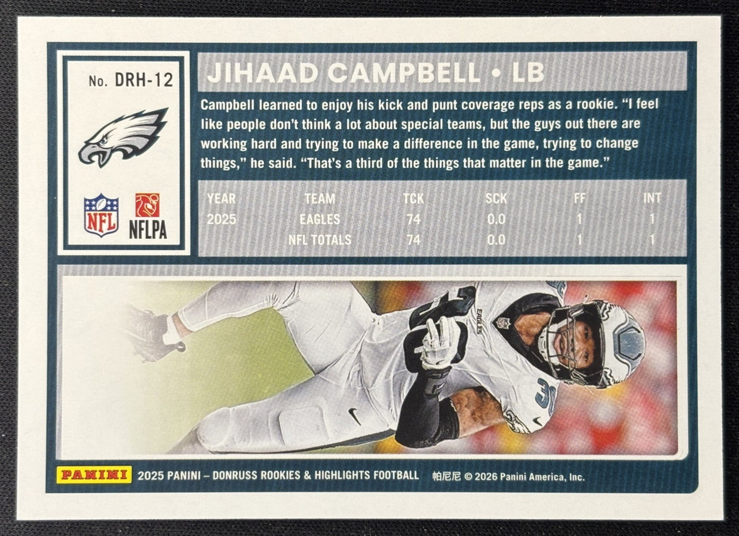 Jihaad Campbell 2025 Panini Donruss Rookies & Highlights Eagles Sports Trading Cards