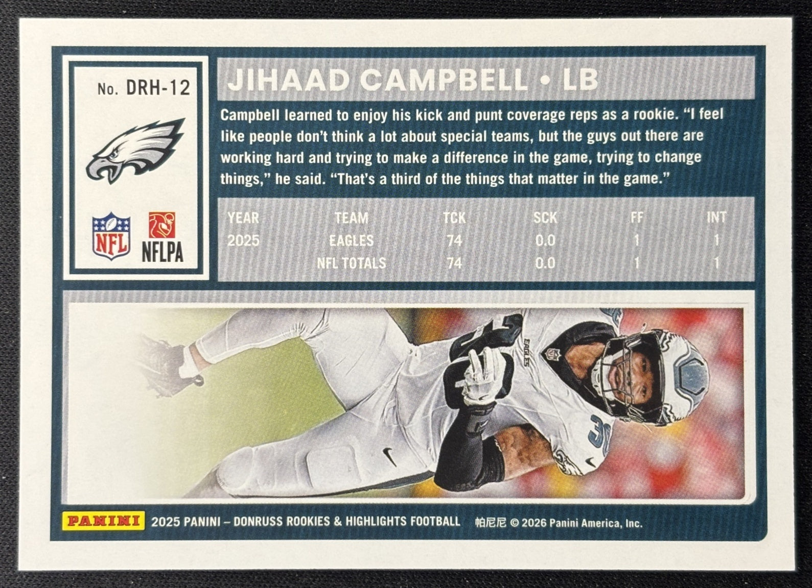 Jihaad Campbell 2025 Panini Donruss Rookies & Highlights Eagles Sports Trading Cards