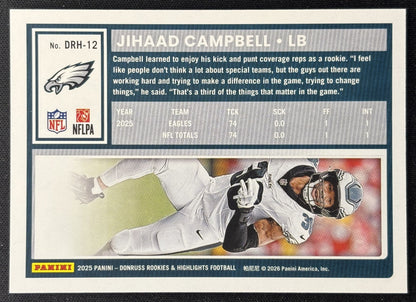 Jihaad Campbell 2025 Panini Donruss Rookies & Highlights Eagles Sports Trading Cards