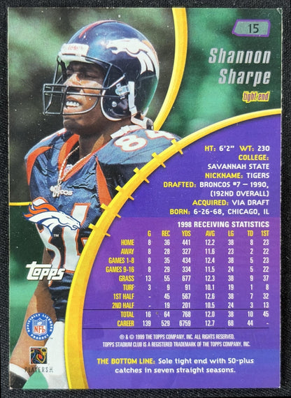 Shannon Sharpe 1999 Topps Stadium Club Broncos