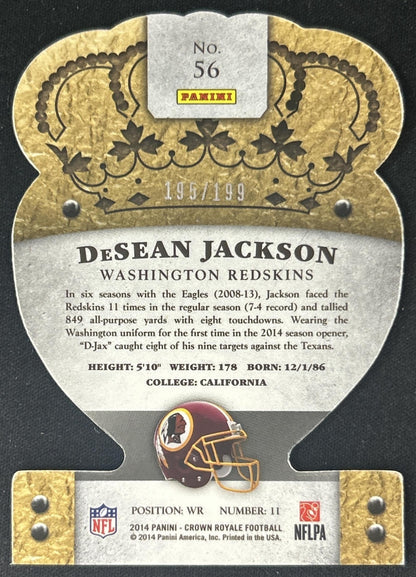 DeSean Jackson 2014 Panini Crown Royale Blue Holofoil /199 Redskins back