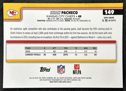 Isiah Pacheco 2025 Topps Chrome Sapphire Chiefs