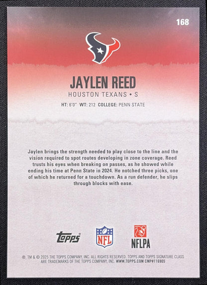 Jaylen Reed 2025 Topps Signature Class Chrome Rookie Orange Refractor /50 Texans Houston Texans back