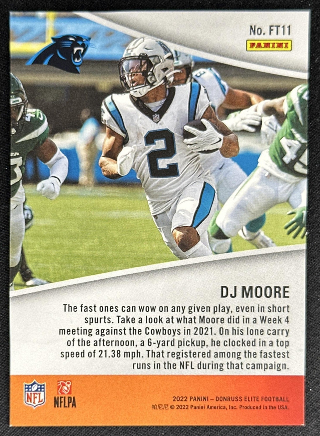 DJ Moore 2022 Panini Donruss Elite Full Throttle Purple /75 Panthers