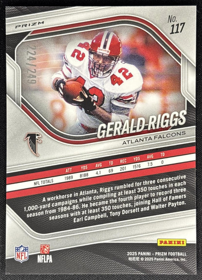 Gerald Riggs 2025 Panini Prizm Orange /249 Falcons Sports Trading Card