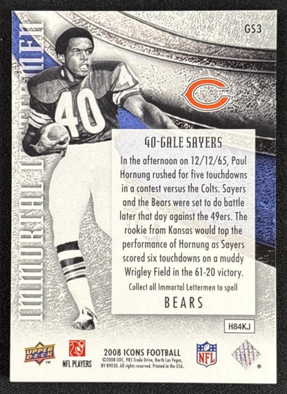 Gale Sayers - S 2008 Upper Deck Icons Immortal Lettermen /88 Bears Chicago Bears back