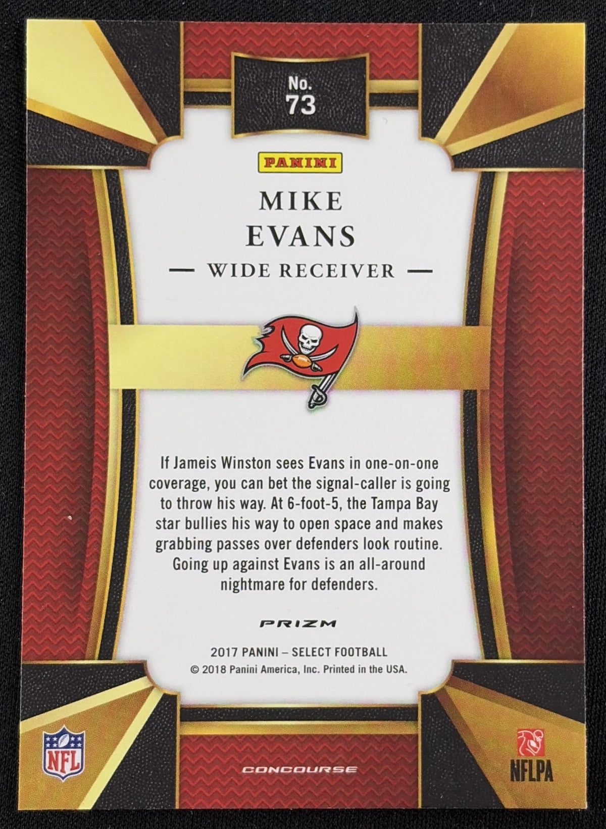 Mike Evans 2017 Panini Select Silver Buccaneers - Back