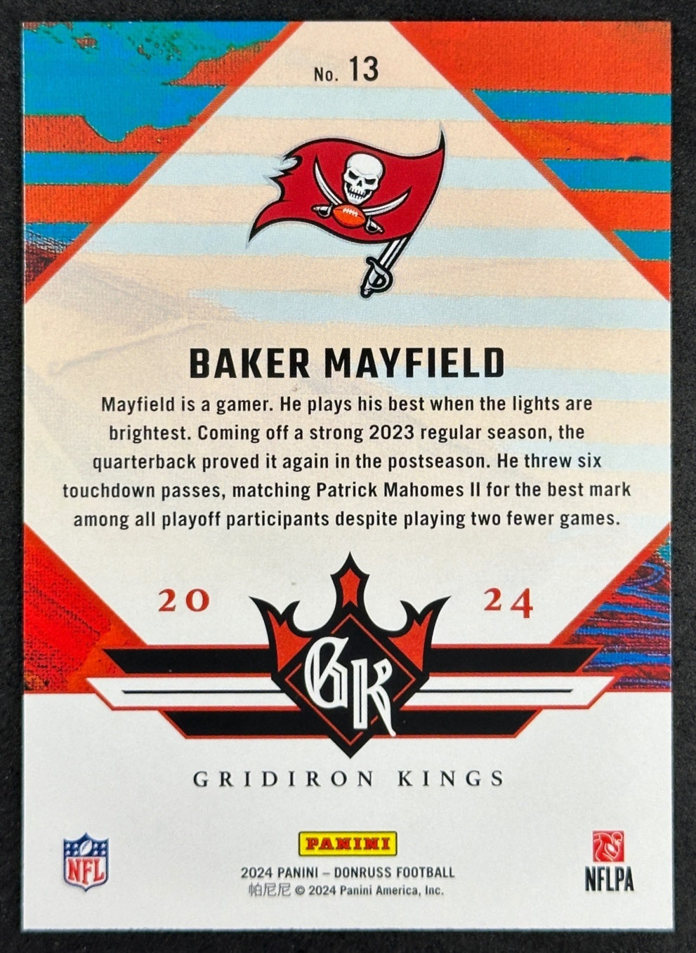 Baker Mayfield 2024 Donruss Gridiron Kings Buccaneers Sports Trading Card