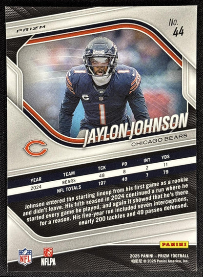 Jaylon Johnson 2025 Panini Prizm Black & White Checker Bears