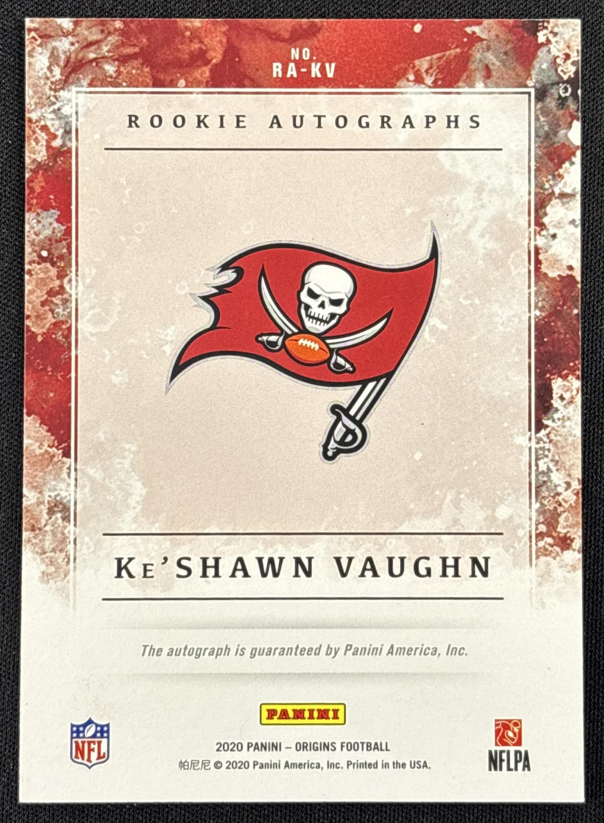 Ke Shawn Vaughn 2020 Panini Origins Rookie Auto Tampa Bay Buccaneers Sports Trading Card