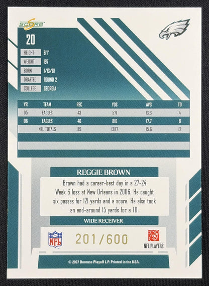Reggie Brown 2007 Score Gold Zone /600 Eagles