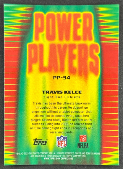 Travis Kelce 2025 Topps Chrome Power Players Chiefs Sports Trading Cards