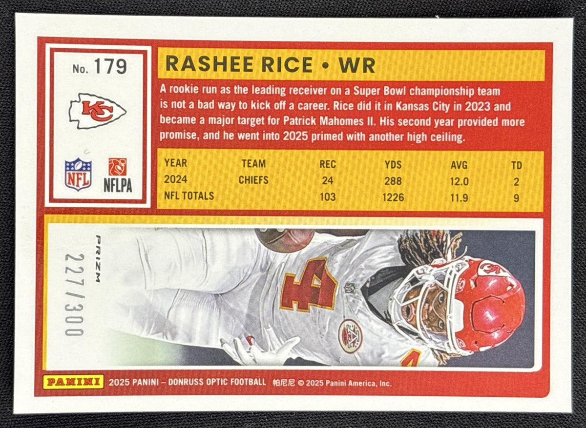 Rashee Rice 2025 Panini Donruss Optic Wave Prizm /300 Chiefs