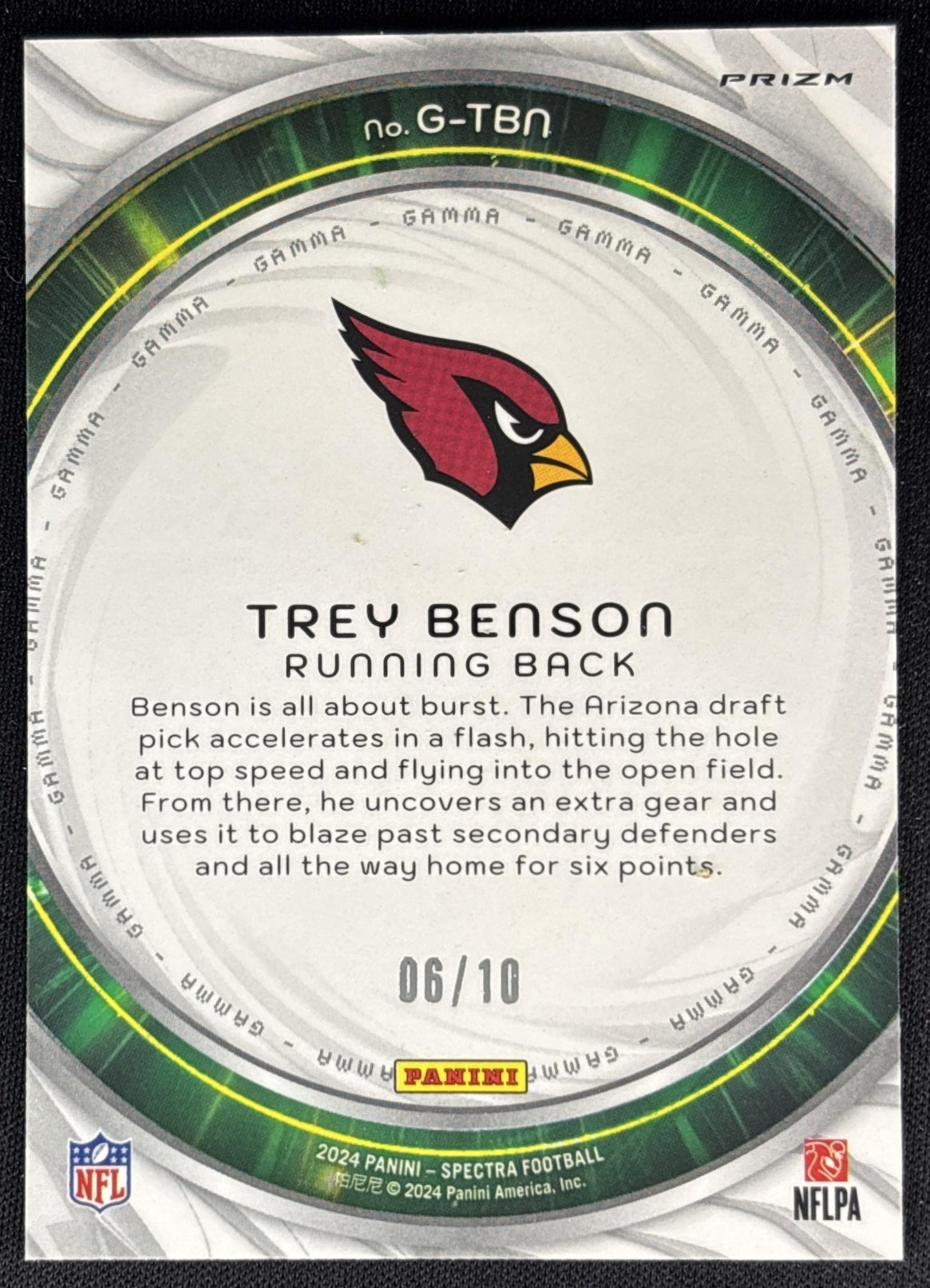 Trey Benson 2024 Panini Spectra Gamma Universal /10 Cardinals Sports Trading Cards