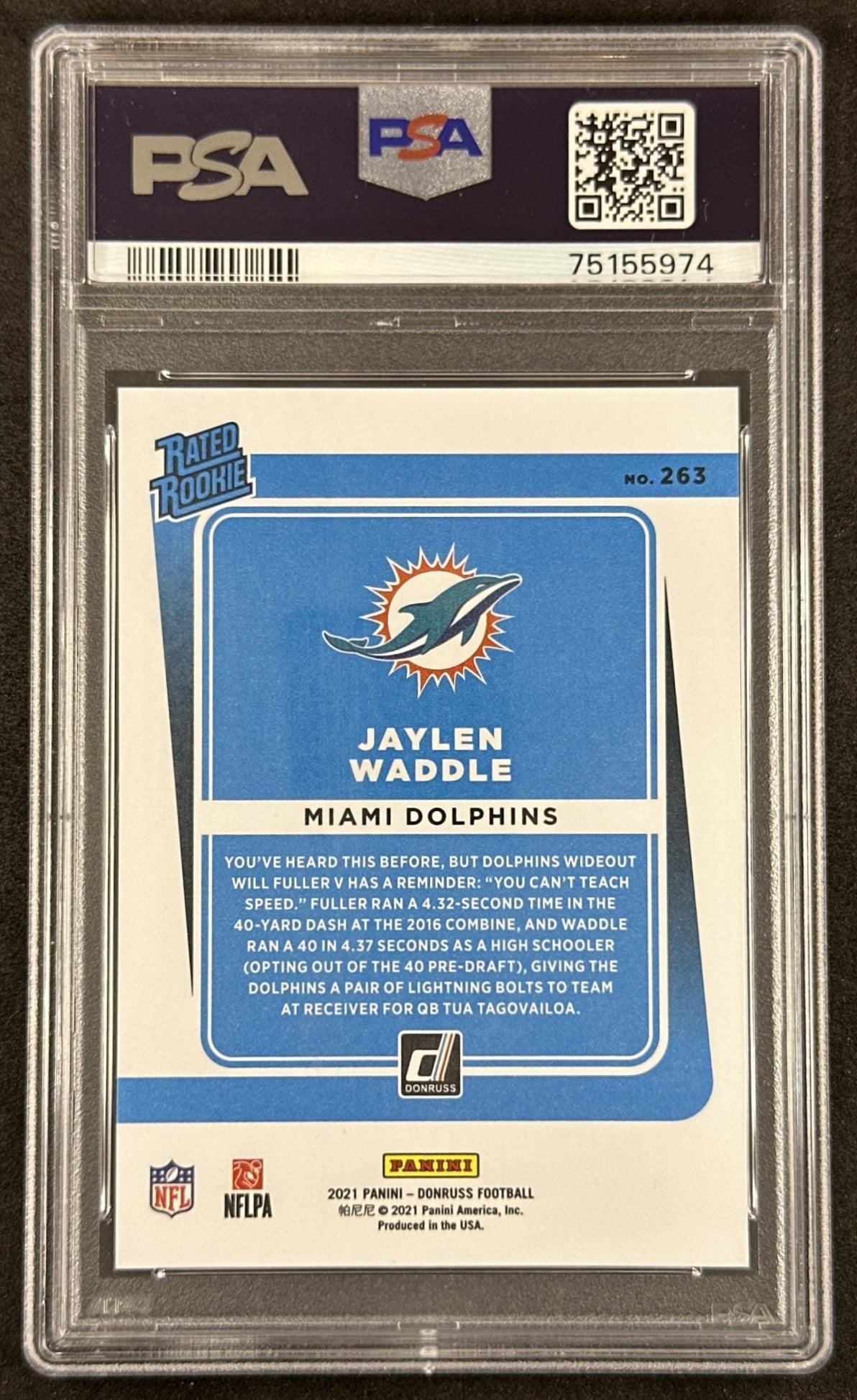 Jaylen Waddle 2021 Panini Donruss Press Proof Premium PSA 10