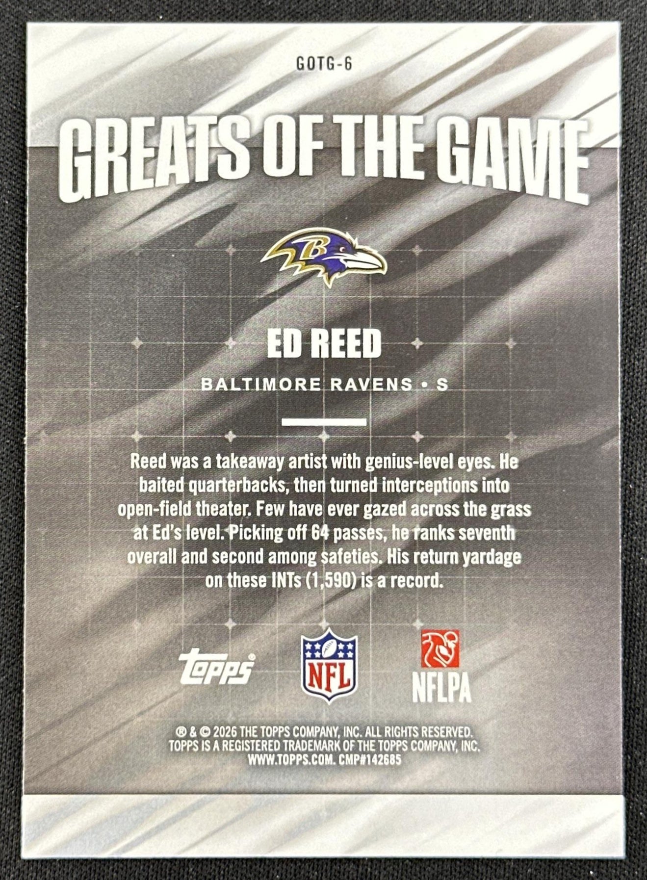 Ed Reed 2026 Topps Flagship Greats Of The Game Ravens