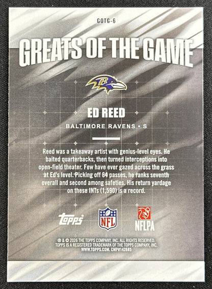 Ed Reed 2026 Topps Flagship Greats Of The Game Ravens