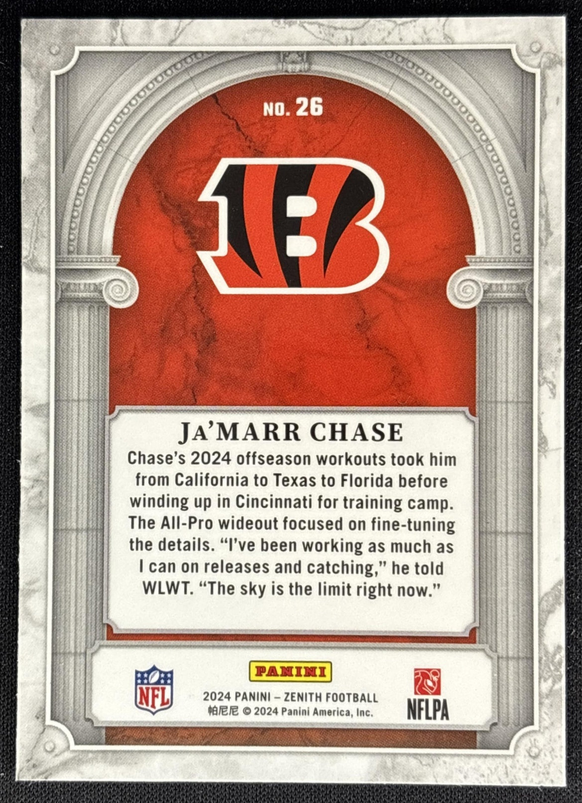 Ja'Marr Chase 2024 Panini Zenith Z Marquee Bengals back