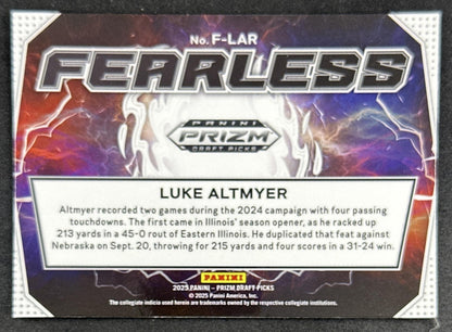 Luke Altmyer 2025 Panini Prizm Draft Picks Fearless Fighting Illini Lions