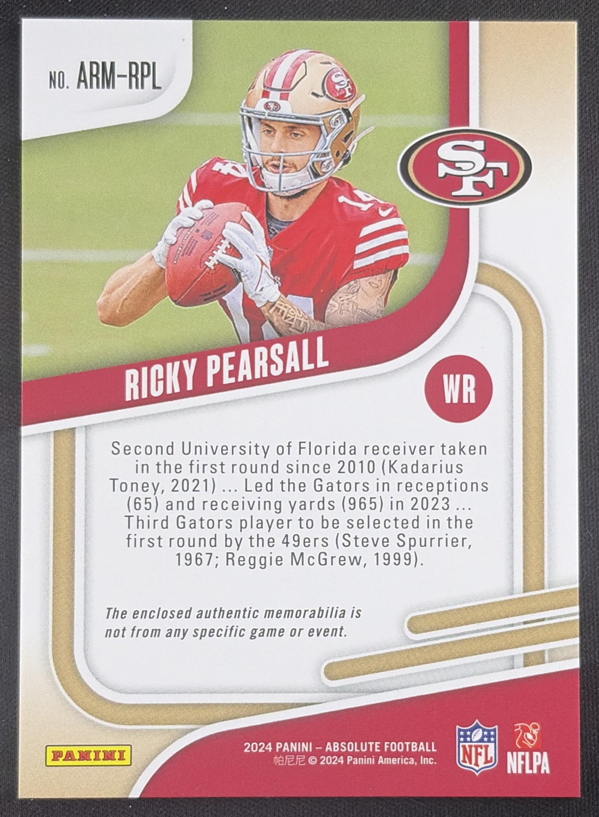 Ricky Pearsall 2024 Panini Absolute Rookie Materials 49ers