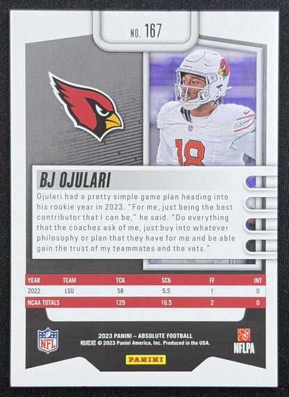 BJ Ojulari 2023 Panini Absolute Silver Spectrum /275 Cardinals back