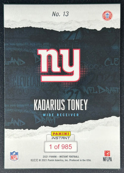Kadarius Toney 2021 Panini Instant NFL Draft Night Giants Sports Trading Cards