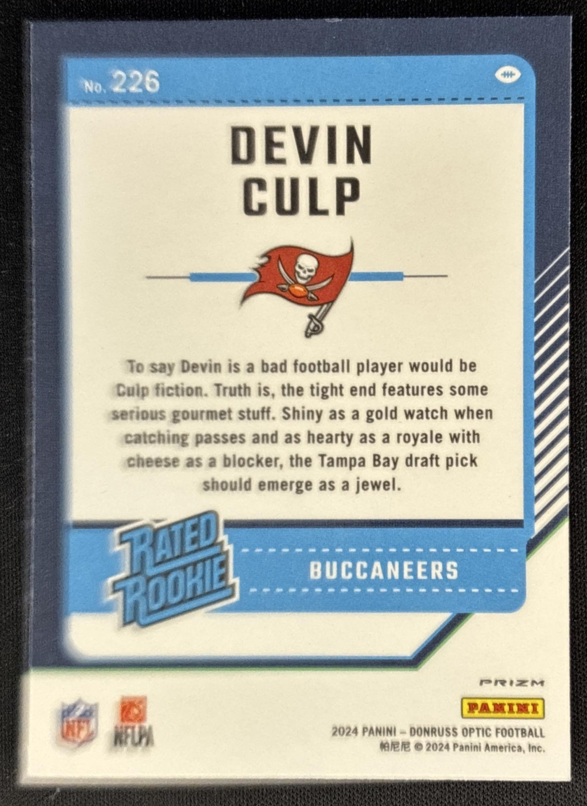 Devin Culp 2024 Panini Donruss Optic Pink Buccaneers